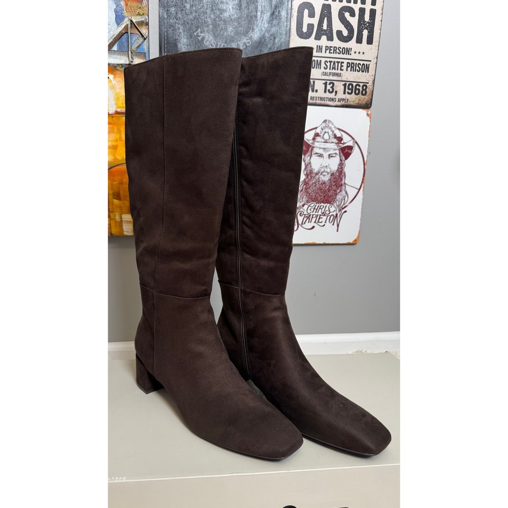 Mod‎ Bandolino Dark Brown Faux Suede New Knee High Block Heel Boots 12M